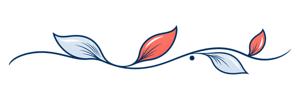 Motif végétal bleu marine et corail