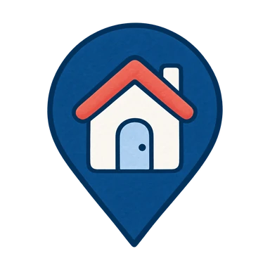 Maison dans un repère de localisation bleu