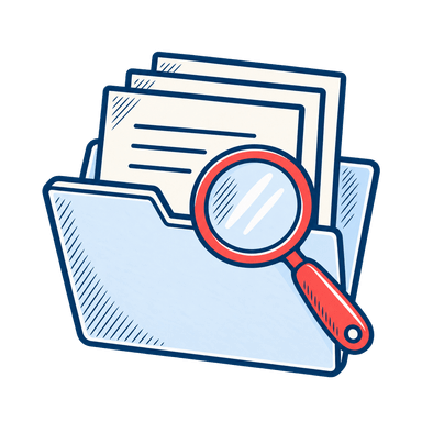 Dossier de documents et loupe corail
