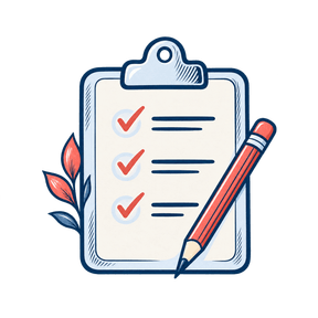 Liste de priorités cochée et crayon corail