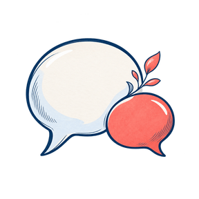 Deux bulles de conversation bleu marine et corail