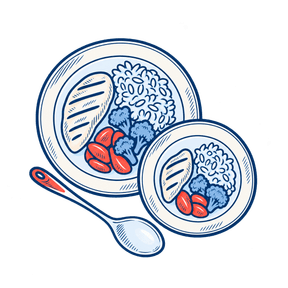 Deux assiettes garnies en portions différentes