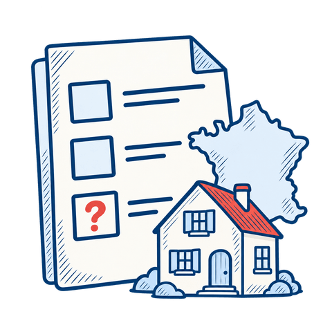 Liste de conditions à vérifier, carte de France et maison
