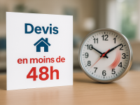 Visuel indiquant que Diaz Family Services propose un devis en moins de 48 heures