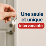 Main tenant une clé avec le texte Une seule et unique intervenante pour symboliser la confiance chez Diaz Family Services