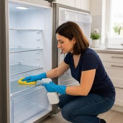 Nettoyage approfondi de l'intérieur d'un réfrigérateur par Diaz Family Services à Saint-Jean.